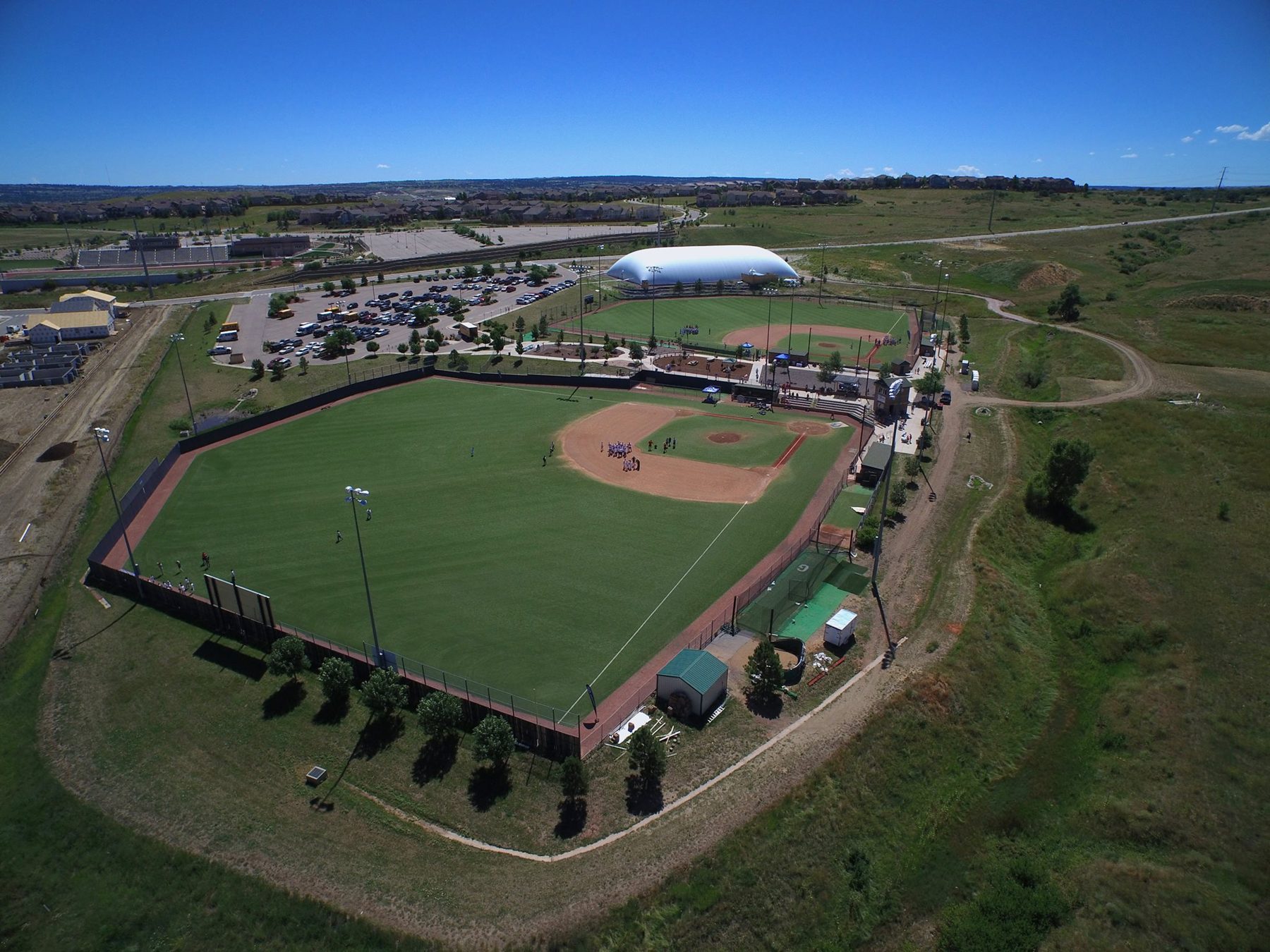 Aerial view of the Gameday Baseball Parker complex