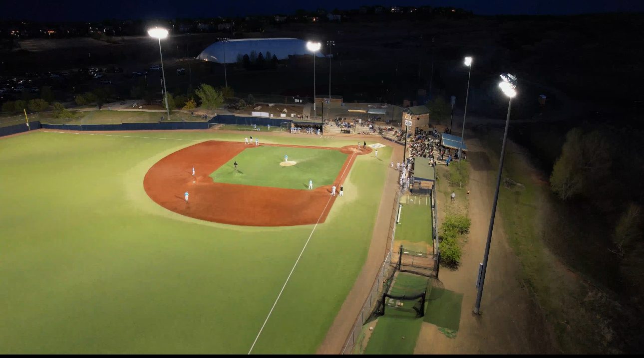 Night game under the lights at Double Angel Ballpark